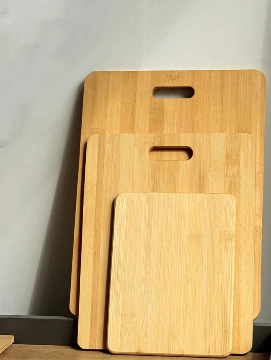 1pc Handmade Bamboo Cutting Board, Multifunctional Double-Sided Handle Chopping Board, Fruit Board, Portable Camping Vegetable Board, Kitchen Supplies