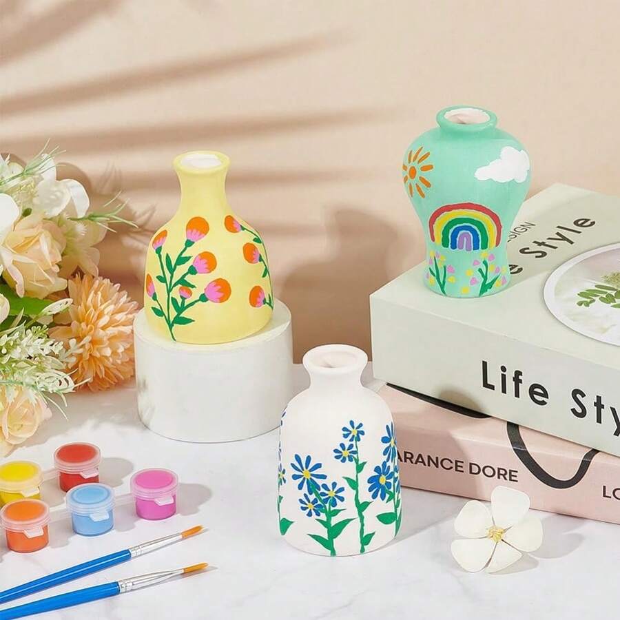 3 Styles Vase Pottery Painting Kit Paint Your Own Ceramic Pottery