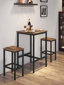 VASAGLE Bar Table, Square Tall Table, Heavy-Duty Steel Frame, 60 X 60 X 90 Cm, Easy Assembly, For Living Room Kitchen, Industrial Style, Rustic Brown And Black - Chocolate Brown - View 4