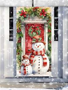 1Pc Cửa Giáng Sinh Treo Phông Nền Cờ, Biểu Ngữ Cửa Họa Tiết Người Tuyết Màu Nước Đỏ, Trang Trí Giáng Sinh, Giáng Sinh, Trang Trí Tiệc Giáng Sinh, Giáng Sinh, Trang Trí Treo Ngoài Trời & Trong Nhà, Trang Trí Giáng Sinh Vui Vẻ Cho Gia Đình, Đồ Trang Trí Giáng Sinh - người tuyết đỏ - Xem 5