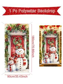 1Pc Cửa Giáng Sinh Treo Phông Nền Cờ, Biểu Ngữ Cửa Họa Tiết Người Tuyết Màu Nước Đỏ, Trang Trí Giáng Sinh, Giáng Sinh, Trang Trí Tiệc Giáng Sinh, Giáng Sinh, Trang Trí Treo Ngoài Trời & Trong Nhà, Trang Trí Giáng Sinh Vui Vẻ Cho Gia Đình, Đồ Trang Trí Giáng Sinh - người tuyết đỏ - Xem 4