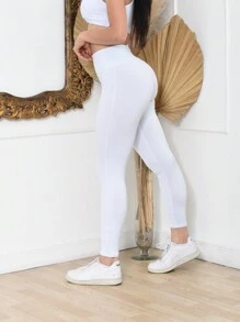 Fitness Leggings High Waist Gym Pants - Trắng - Xem 2