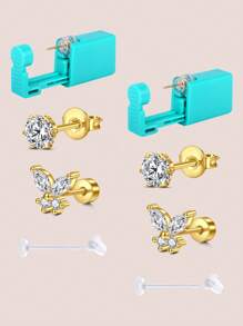 CIZME 一次性耳洞穿刺套装 耳洞穿刺枪套装 金色自穿耳洞穿刺套装 耳环穿刺枪 带耳钉穿刺套装 家用自穿耳洞穿刺枪 银耳洞穿刺套装 防过敏耳环穿刺套装 金色耳洞穿刺枪 小号耳钉 3mm 4mm