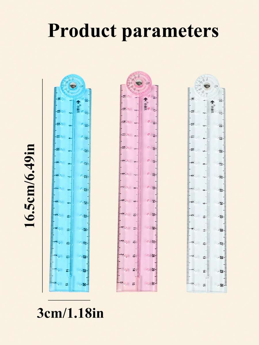1pc 12 Inch/30cm Colorful Transparent Foldable Straight Ruler, Bendable Folding Ruler, Student