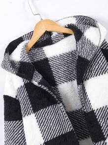 Tween Girl 3 件套保暖休闲可爱连帽格子夹克、吊带和裤子套装，秋冬 - 彩色 - 查看 3