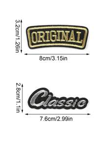 1 Set Of 2pcs Original Classic English Letter Embroidery Patch Iron On Patches Clothing Decoration Badge Cloth Stickers DIY Suitable For Backpacks, Jeans, Jackets, T-Shirts, Hats, Dresses, Etc