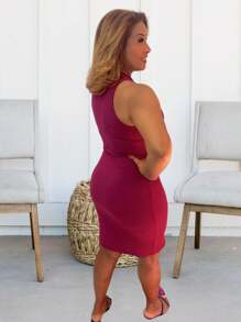 Women's Ribbed Midi Dress Sizes G And GG - Màu Tím - Xem 3