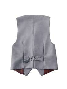 Tween Boy Back To School 6 Pieces Gentleman Suit Set: Jacket, Vest, Shirt, Pants, Tie, Suspenders - Light Grey - View 4