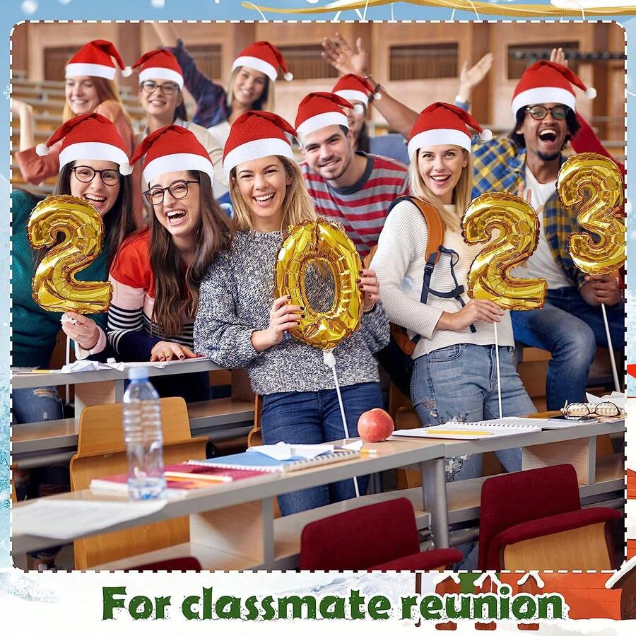 Đồ trang trí Giáng sinh 1 cái/5 cái/10 cái Mũ Giáng sinh, Mũ ông già Noel thông thường, Đồ trang trí Giáng sinh, Màu sắc theo sản phẩm thực tế