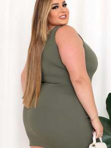 Plus Size Midi Dress In Ana Fabric - 綠色 - 查看 5