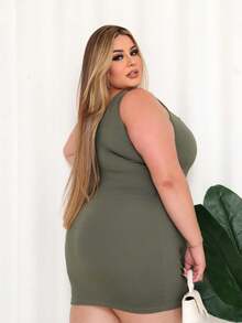 Plus Size Midi Dress In Ana Fabric - 綠色 - 查看 3