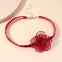 蕾丝蝴蝶结颈链深色哥特式颈链，女孩吊坠项链，红领颈链项链 - 多色 - 查看 10