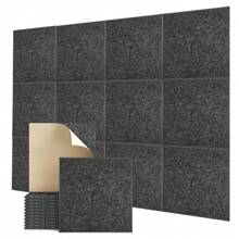 12pcs Square 30cm High Density Polyester Fiber Acoustic Sound Absorption Panels, Self-Adhesive, Soundproofing Decorative Wall Tiles, Suitable For Kindergarten, Recording Studio, Office
