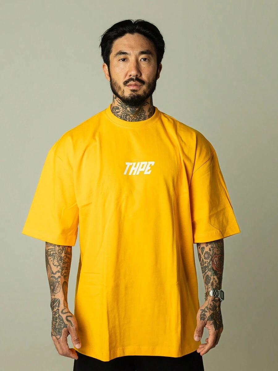 Oversized Yellow Patterned T-Shirt - 黃色 - 查看 1