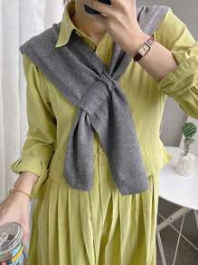 1pc 女士包芯纱披肩搭配针织小披肩薄款高端搭配毛衣衬衫围巾适合春秋季 - 彩色 - 查看 8