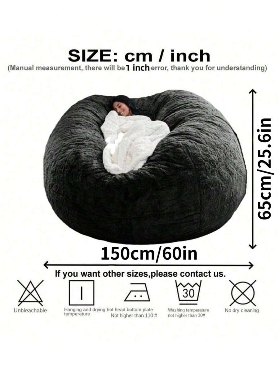 1pc American Minimalist Fabric Sofa, Flannel Bean Bag Slouchy Lounger