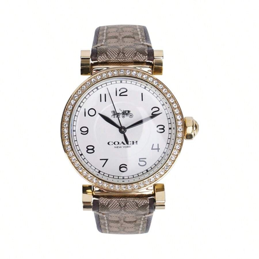 Coach 女士复古帆布石英表，优雅复古棕色时计，送给女性的礼物 - 卡其色 - 查看 1