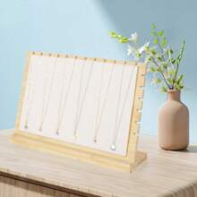 PinkSheep Jewelry Organizer Stand Wood Necklace Holders Hanging Display Rack Stand White