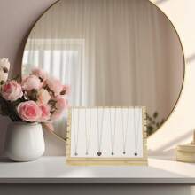PinkSheep Jewelry Organizer Stand Wood Necklace Holders Hanging Display Rack Stand White
