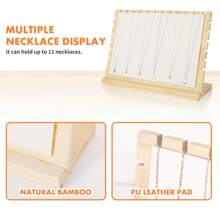PinkSheep Jewelry Organizer Stand Wood Necklace Holders Hanging Display Rack Stand White