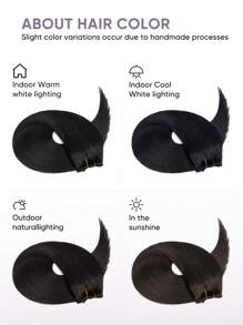 Invisible Wire Hair Extensions Human Hair 1b Nature Black 12-22 Inch Remy Human Hair Fish Line Hair Extensions Halo Hair Extensions - S1B - View 7