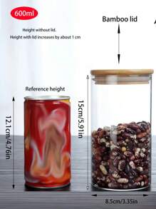 1pc High Borosilicate Airtight Glass Jar With Wooden Lid, Suitable For Storing Coffee Beans, Tea Leaves, Cereals, Candies, Cookies, Dried Fruits & Vegetables, Spices, Salt, Pasta Etc. Moisture-Proof Food Storage Canister, Multi-Size Options, Freeze And Heat Resistant Glass Jar - Multicolor - View 20