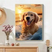 1 pieza 5D Pintura de diamantes con patrón de un perro jugando en el agua de 11.8x15.7 pulgadas, para decoración de muebles, set completo de bordado de diamantes para decoración