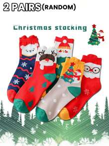 2/3/5 pares de meias masculinas e femininas casais multicoloridas aleatórias quatro estações natal fofo desenho animado árvore de natal boneco de neve alce moda esportiva diária casual meia média
