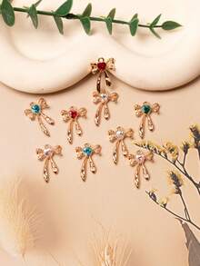 10 件时尚吊坠心形空心蝴蝶结吊坠，锌合金嵌入式玻璃吊坠，DIY 珠宝制作适用于项链、耳环、手链、派对礼物 - 鏤空蝴蝶結 - 查看 6