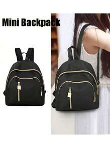 Mini Nylon Classic Backpack, Waterproof, Lightweight Simple Zipper School Bag, Back To School Backpack For Graduates, Teen Girls, Freshmen, Sophomores, Juniors And Seniors, College And High School Students, Great For Outdoor, Hiking, Mountaineering, Travel, Sports And Back To School(Random Left And Right Zippers)