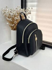 Mini Nylon Classic Backpack, Waterproof, Lightweight Simple Zipper School Bag, Back To School Backpack For Graduates, Teen Girls, Freshmen, Sophomores, Juniors And Seniors, College And High School Students, Great For Outdoor, Hiking, Mountaineering, Travel, Sports And Back To School(Random Left And Right Zippers)