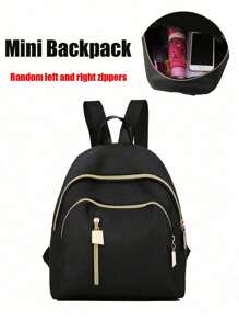 Mini Nylon Classic Backpack, Waterproof, Lightweight Simple Zipper School Bag, Back To School Backpack For Graduates, Teen Girls, Freshmen, Sophomores, Juniors And Seniors, College And High School Students, Great For Outdoor, Hiking, Mountaineering, Travel, Sports And Back To School(Random Left And Right Zippers)
