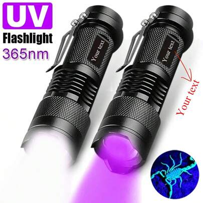 1 peça Mini Lanterna UV/Luz Branca Personalizada Liga de Alumínio Pequena Luz Portátil para Exterior para Detector de Moedas Escorpião Urina de Animal de Estimação Iluminação Luz Presente de Natal para Amigos, Marido, Acessórios de Camping
