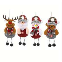 Set de 4 adornos colgantes navideños - Papá Noel, muñeco de nieve, reno y oso, apropiados para árbol, hogar, escena, habitación, decoración de ventana, decoración de fiesta festiva - Multicolor - Ver 5
