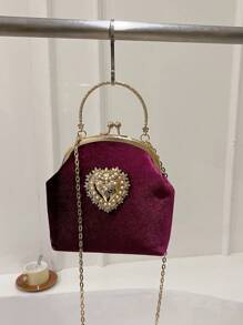 Solid Color Canary Clutch, Delicate Love Shaped Hardware Decoration With Metal Chain Crossbody Bag, Anti-Theft Pocket Bag, Cheongsam Style Handbag Suitable For Evening Dress, Cheongsam, Etc. To Attend Chinese Dinner Parties, Family Gatherings. It Can Be Used As A Birthday Gift Or A Holiday Gift For Your Mother Christmas Winter Christmas Gifts