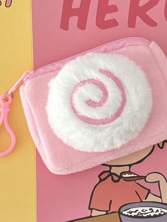 골든 버클 진주 열쇠고리 있는 귀여운 카툰 물고기 모양 지갑: 사각형과 원형 옵션, 동전, 카드 또는 소형 화장품에 완벽, 부드러운 인조 모피, 손세탁 지퍼 가방, 가족 및 친구 선물, 여자친구, 어머니날 선물