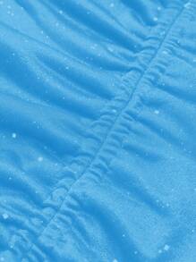 Women Glitter Drawstring Side Slit Ruffle Draped Neck Maxi Slip Dress Party Dress Wedding Guest Dress - Baby Blue - View 4