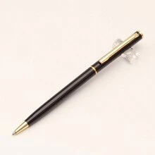 1pc Fine Metal Ballpoint Pen, Black Ink, 1.0 Mm Medium Tip And Smooth Writing, And Small Metal Pen Is Suitable For Male And Female Police Uniform Office Business. Back To School - Black - View 4