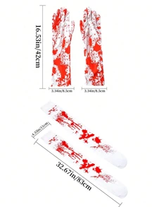 1 Pair Of Blood Stained Socks/Gloves For Halloween Party Costume Role Play, Horror Bloody Socks/Gloves Blood Splatter Costume Role Play Accessories, Suitable For Halloween Decoration Horror Theme Dress Up Role Play Props