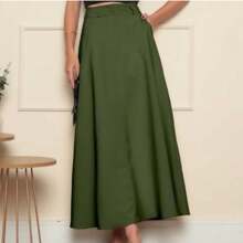 Women's Long Tailored Skirt Elegant Fashion Evangelical Blogger Fashion - 軍綠色 - 查看 2