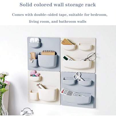 1pc Self-Adhesive Wall Mounted Rack For Storage, Bathroom Wall Organizer, No-Drill, Kitchen Shelving Bathroom