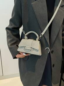 Bolso de mano de alta calidad, minibolso cuadrado, versátil y de unicolor para mujer.