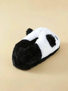 Giày đi trong nhà hình gấu trúc dễ thương cho bé trai, giày đi bộ đế mềm chống trượt thoải mái trong nhà, xuân thu đông - Đen và trắng - Xem 5