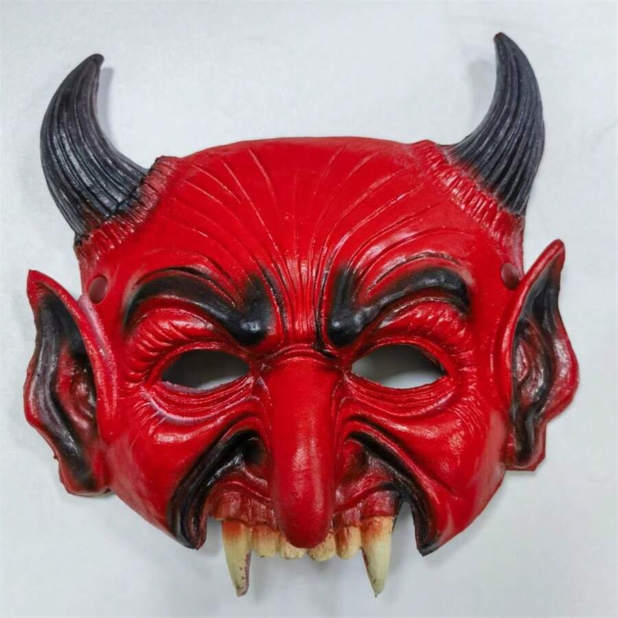 1pc Halloween Cosplay Makeup Ball Carnival Party Prop - Red Demon Mask (Some Color Accessories Randomly Included)