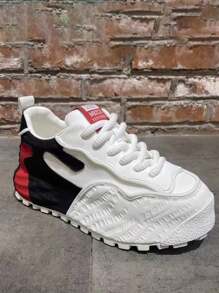 bingyuanjing Giày thể thao đế dày thoáng khí chất lượng cao cỡ lớn cho nam, giày thể thao phổ biến tăng chiều cao thông thường - trắng đỏ - Xem 6