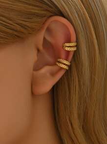 1 Pair Stainless Steel Gold Color Ear Clip, Unique Small Jewelry For Piercing-Less Ears, Daily Wear