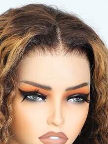 Tóc giả bằng tóc thật 13x4, tóc thật, ren phía trước, tóc thật 4/27, nhuộm ombre, xoăn sâu, tóc giả Brazil, tóc giả ướt và gợn sóng, tóc giả sóng nước màu vàng óng ánh, mật độ 150 - Nổi bật & Piano - Xem 4