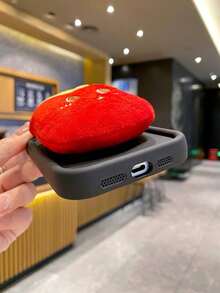 1 szt. Uroczy pluszowy frytkowy miękki TPU etui na telefon komórkowy z powłoką antyodciskową, kompatybilny z Apple///Redmi/Infinix/Vivo - Czarne - Zobacz 5