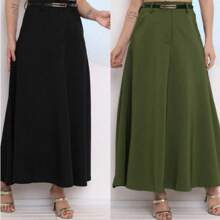Women's Long Tailored Skirt Elegant Fashion Evangelical Blogger Fashion - xanh quân đội - Xem 1