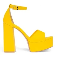 Zapatillas Plataforma Sandalia Tacón Alto Nude Dama Premium - Amarillo - Ver 2